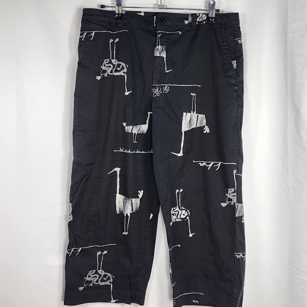 Vintage Y2K Chicos Design Ostrich Bird Pants Whimsical Artsy Stretch Quirky 2 12